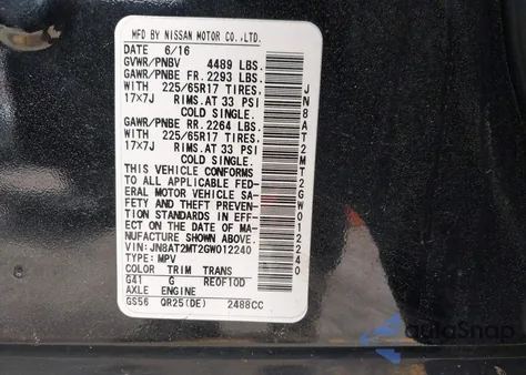 2016 Nissan Rogue S from USA, damaged, VIN JN8AT2MT2GW012240